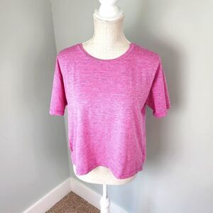 Gap Fit Womens Short Sleeve Open Tie Back Fushia Top Size Small